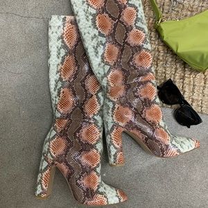 LPA Greta Boots in Snake Print Leather